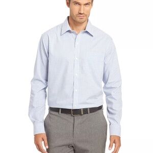 Van Heusen Traveler Light Blue Plaid Dress Shirt 👔 Men’s L (16/16½)